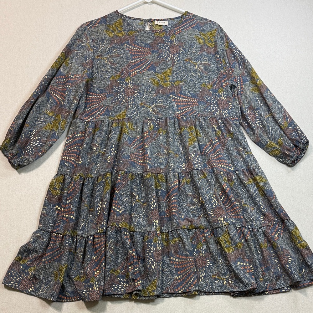 Paani Elegant Floral Mini Dress in Blue and Green